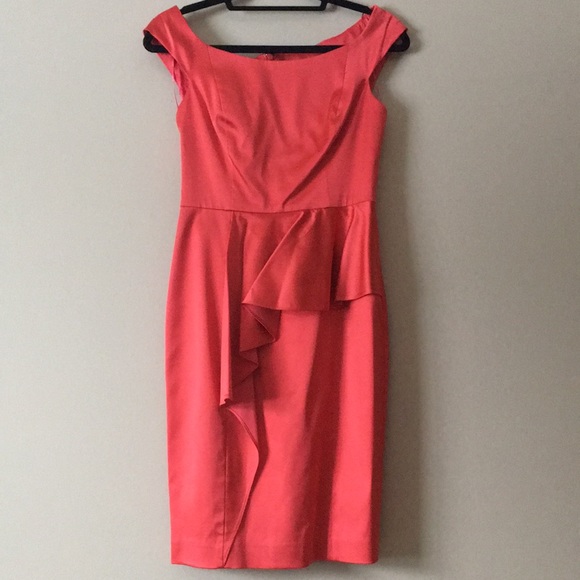 Kay Unger Dresses & Skirts - Kay Unger stretch satin peplum dress in coral